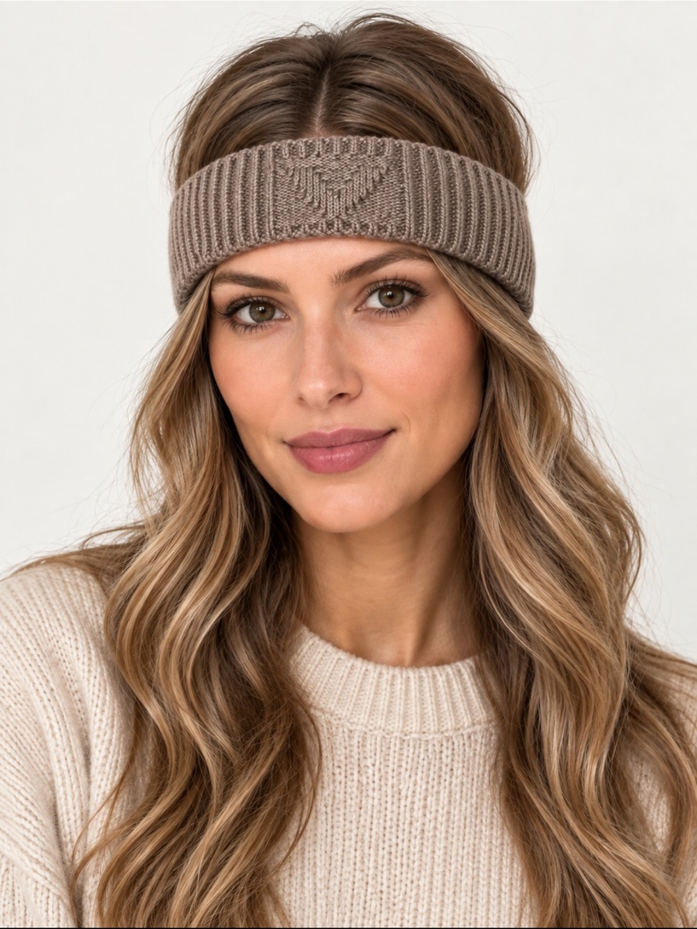 Vince Wool Ribbed Knit Headband Ear Warmer Taupe Brown One Size Like New!
